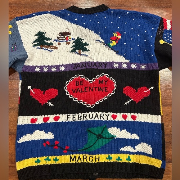 Belle Pointe Vintage Sweater Chunky Knit Unisex Holiday Button Up Size Medium - Picture 6 of 6